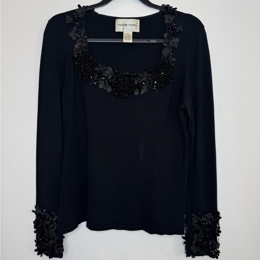 Vintage Victor Costa designer Beaded Sequinned embellishment top size medium